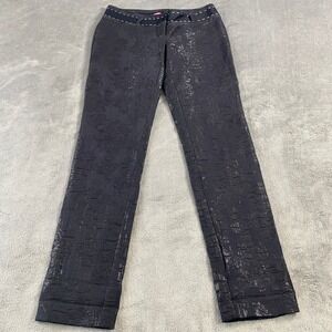 BCBG Girls Black Floral Metallic Dress Pants Career‎ Party Size 4